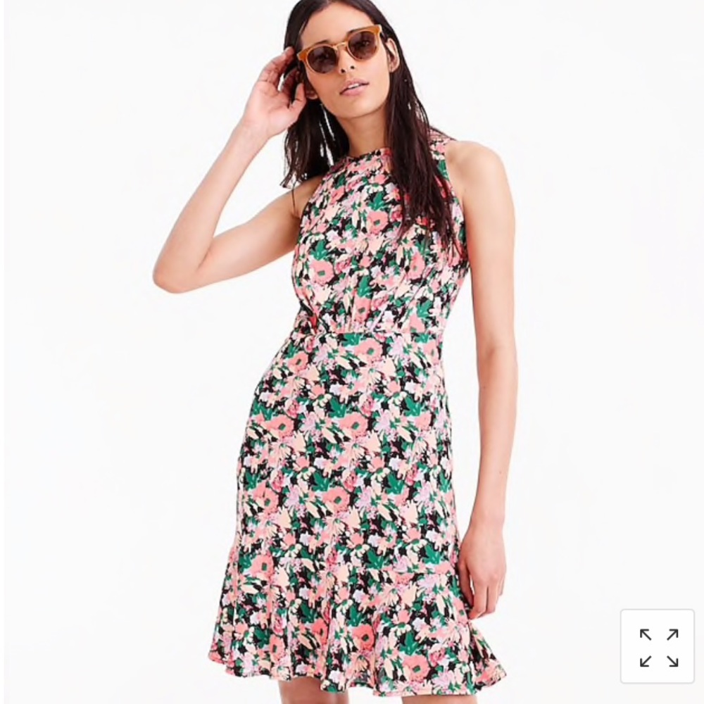 ❌SOLD❌ NWT | J.Crew ruched-waist dress in neon floral - Picture 1 of 7
